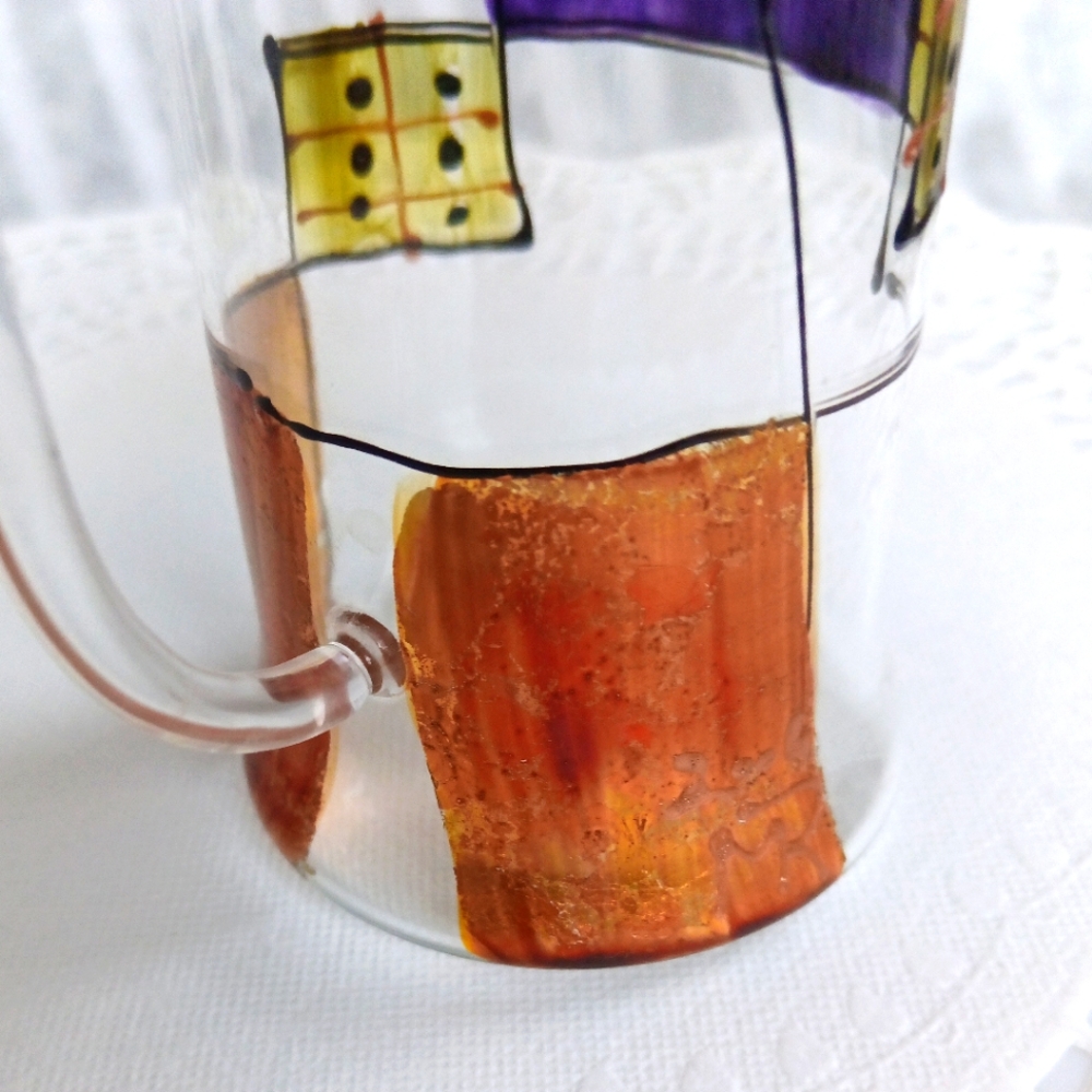 Vintage 4x Irish Coffee Glass Tumblers Hand-Painted Purple & Metallic Gold - Picture 10 of 17